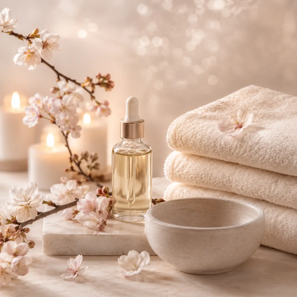 Huile végétale BIO et fleurs de cerisier, naturopathie Hyères