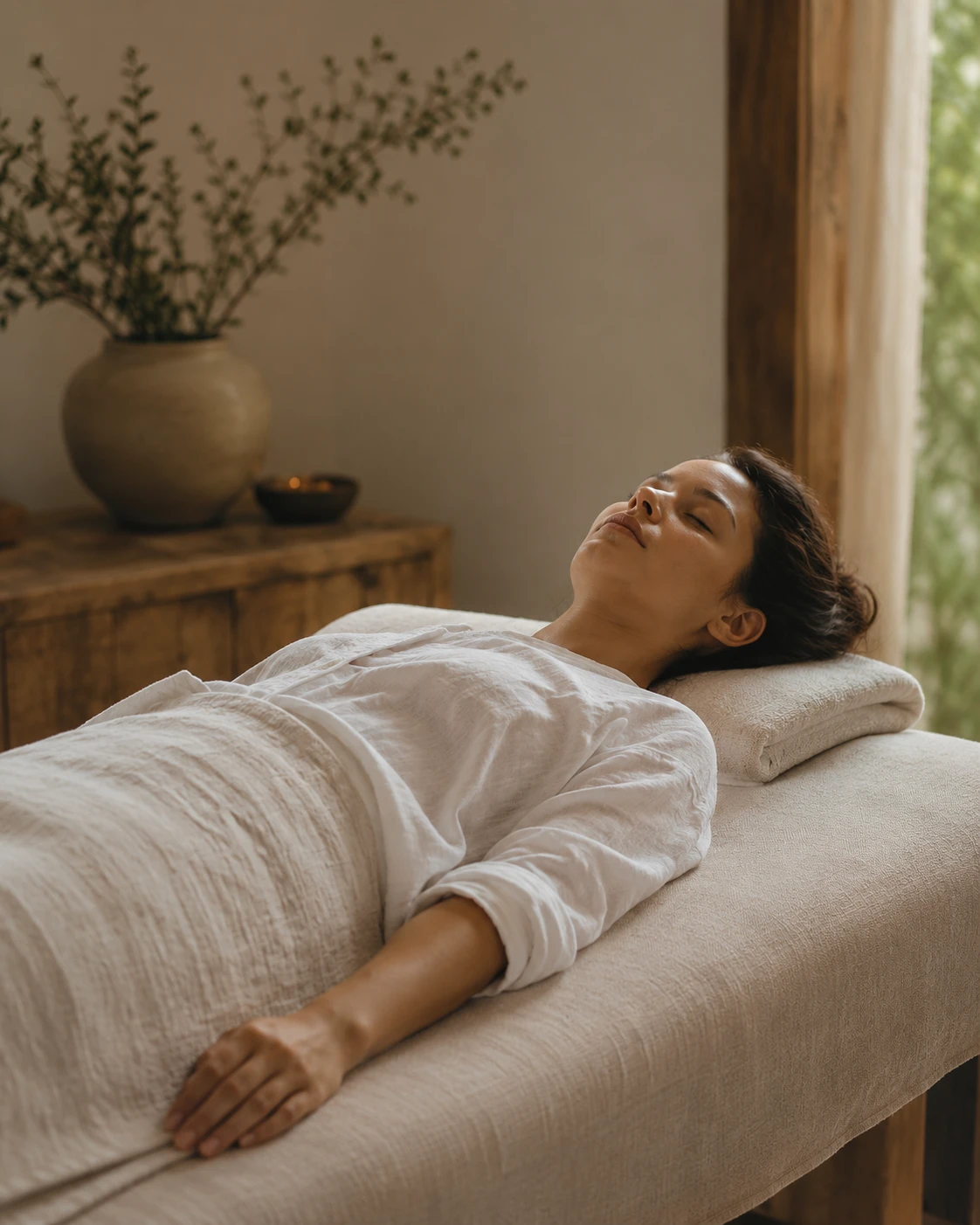 Femme en séance de Chi Nei Tsang, naturopathe Hyères